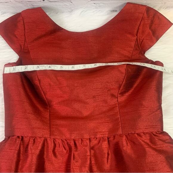 Alfred Sung Cap Sleeve Red Cocktail Gown Size 0 T0390 - Picture 4 of 6